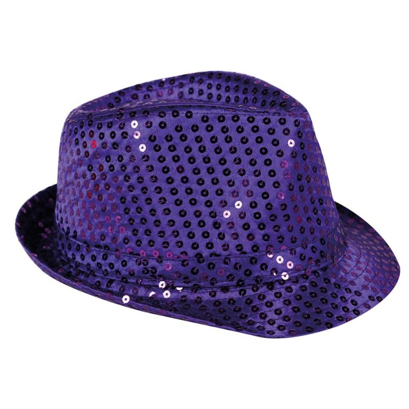 Sombrero fedora lentejuelas lila