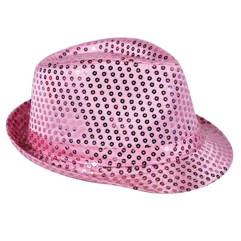 Sombrero fedora lentejuelas rosa