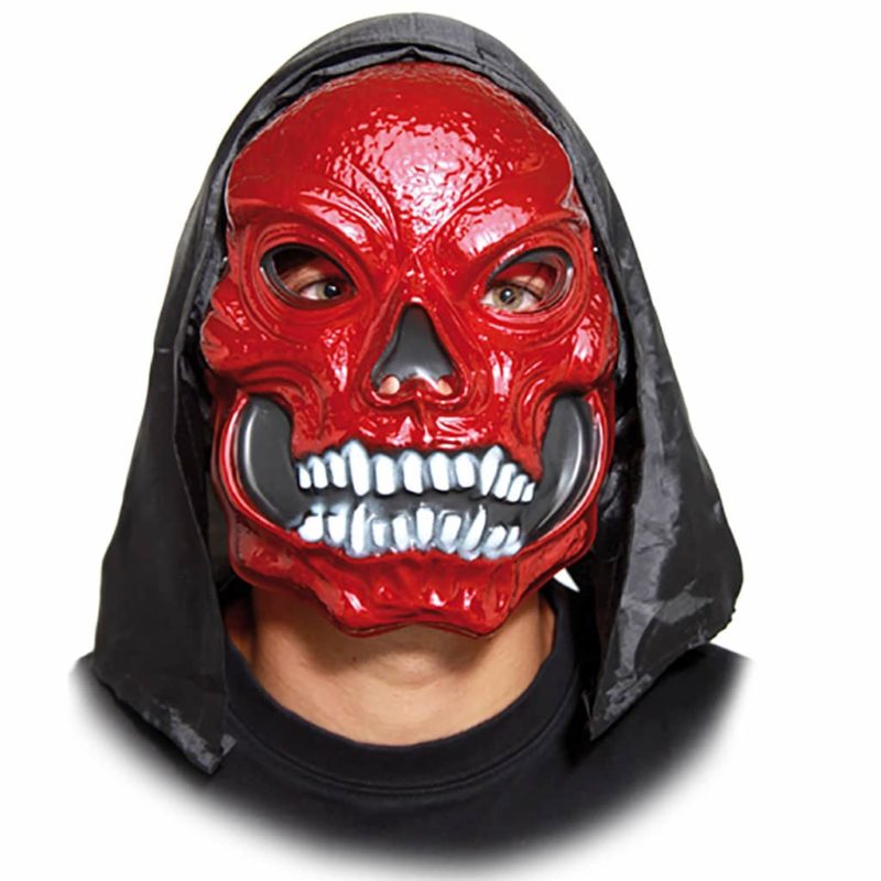 Máscara Calavera Roja Con Capucha