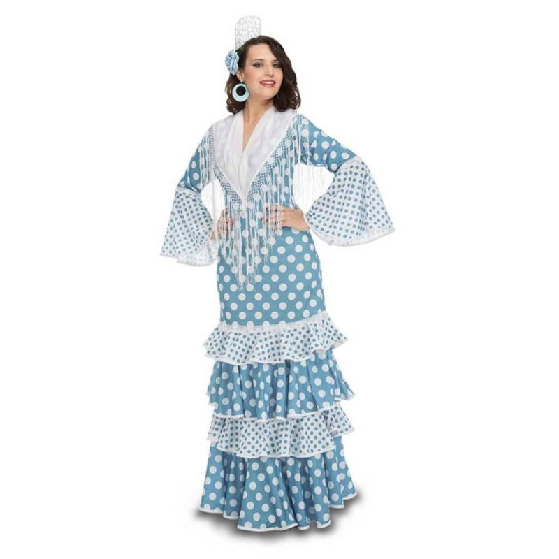 Disfraz de Flamenca Guadalquivir Turquesa Adulto