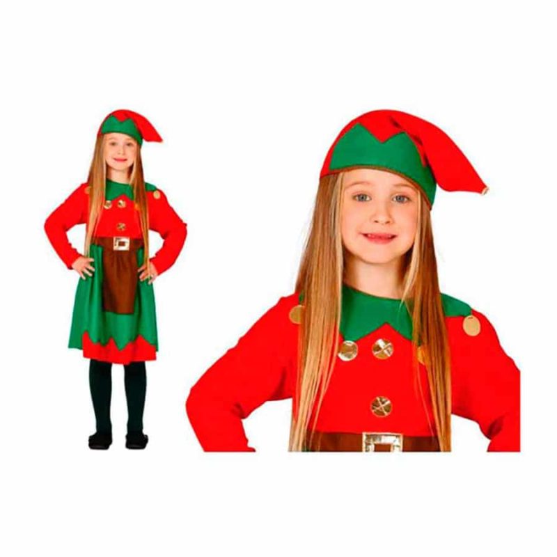 Disfraz de elfa trabajadora roja para niña