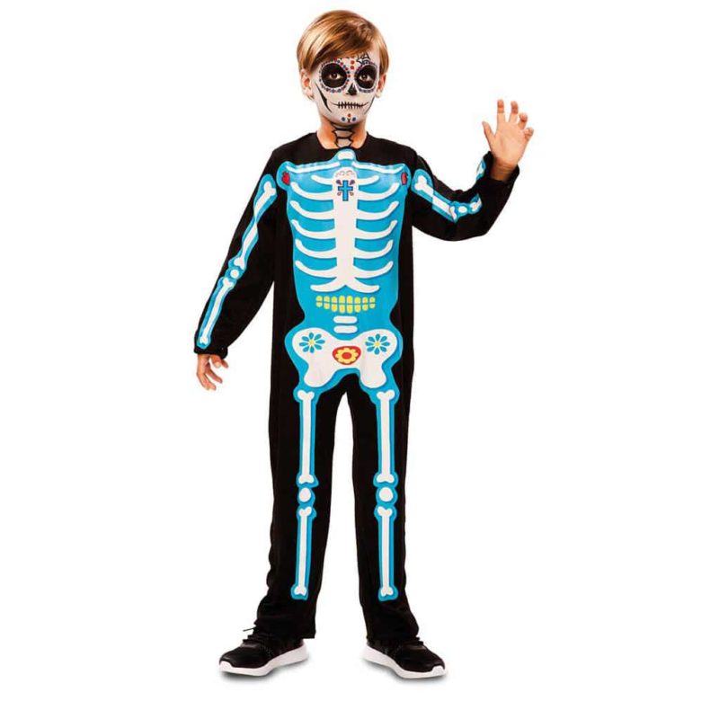 Disfraz de Esqueleto Dia De Los Muertos Azul