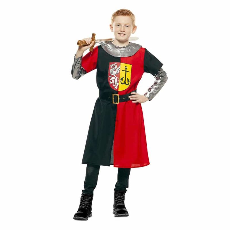 Disfraz de Cruzado Medieval Rojo y Negro Infantil
