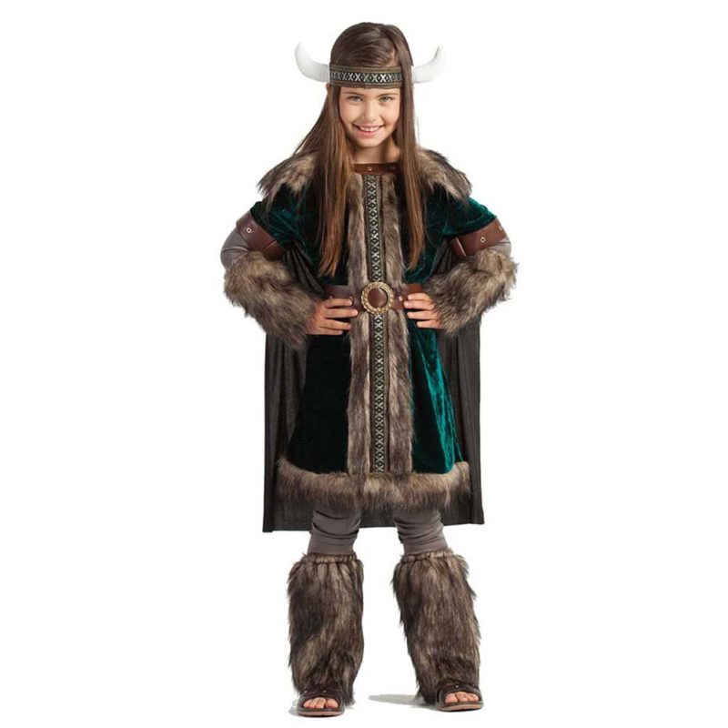 Disfraz de Vikinga Verde Niña