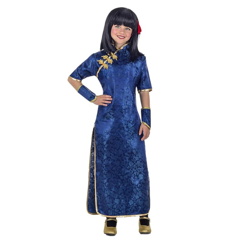 Disfraz de China Azul Qi-Pao