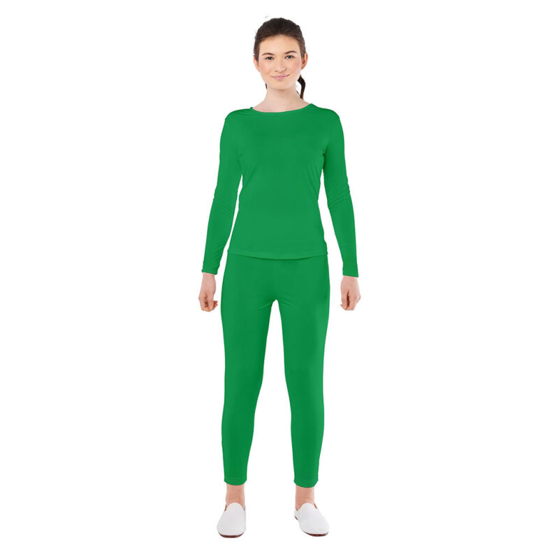 Disfraz de Maillot Verde de Spandex 2 Piezas de Mujer
