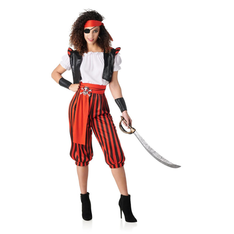 Disfraz de Pirata con Pantalon de Rayas de Mujer